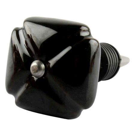Solid Black Square Ceramic Wine Stopper